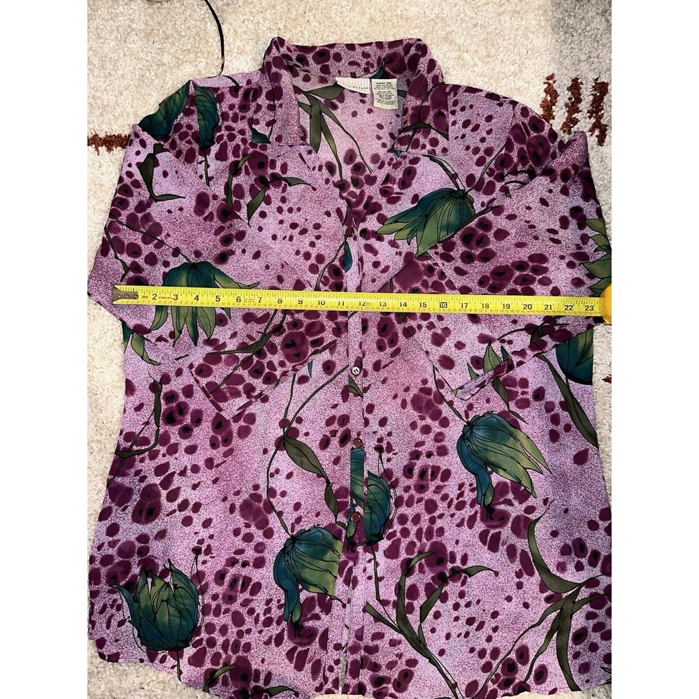 White Stag Womens Blouse Plus 16w Floral 100% Polyester Indonesia Button Down - Picture 3 of 8